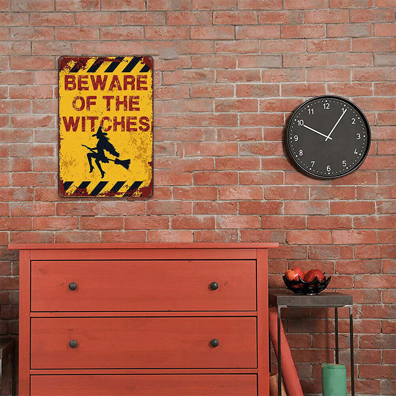 Beware of Witch Metal Retro Tin Sign Art Poster Wall Plate for Bar Cafe 20x30cm