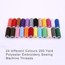 24 Different Colors 200 Yard Polyester Embroidery Sewing Machine Threads