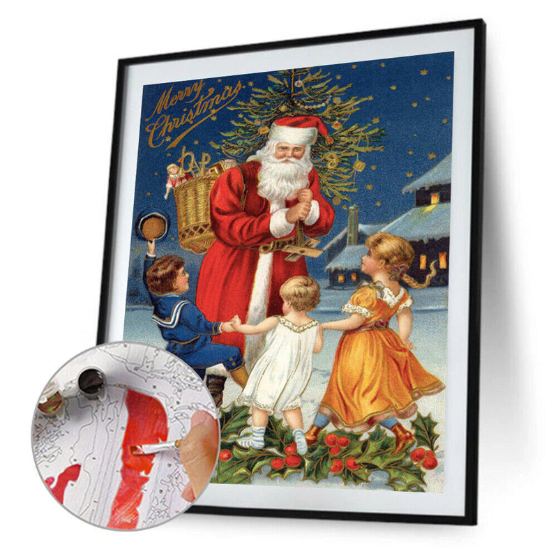 Santa Claus Gift Oil Paint By Numbers Kits Christmas DIY Decoration (29495)