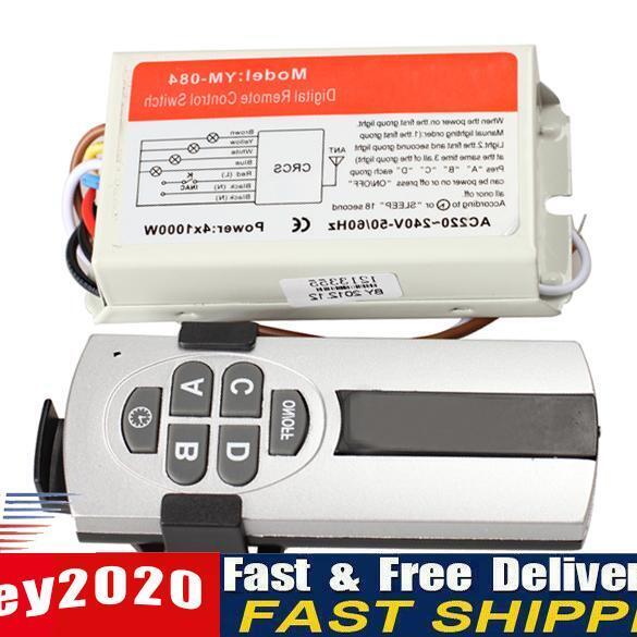 4 Ports Wireless Remote Control Digital Remote Control Switch Lightswitch Newly