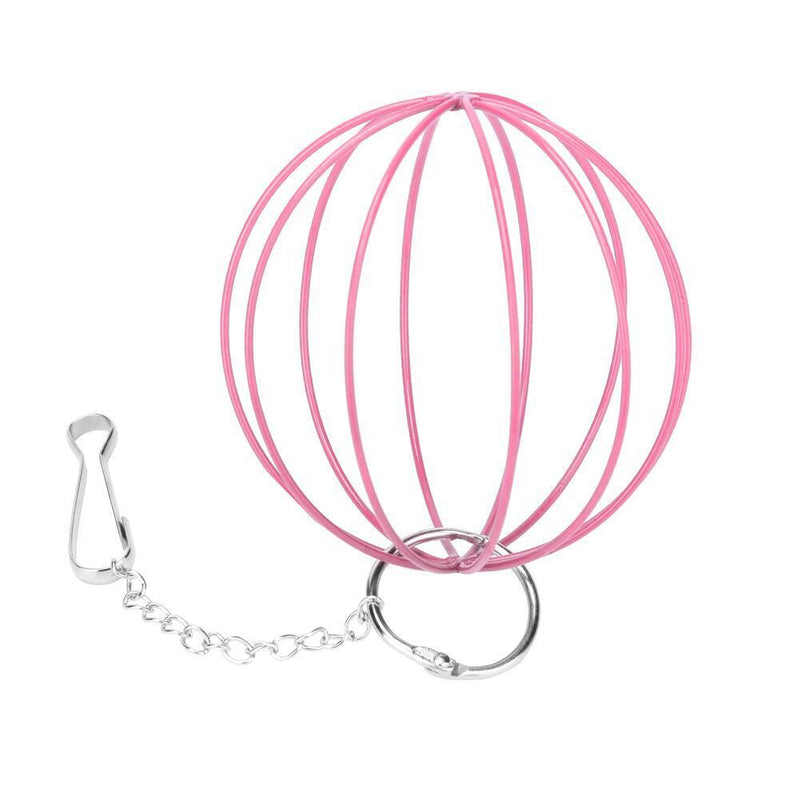 Stainless Steel Plating Pet Hay Manger Food Ball Rabbit Grass Rack (Pink)