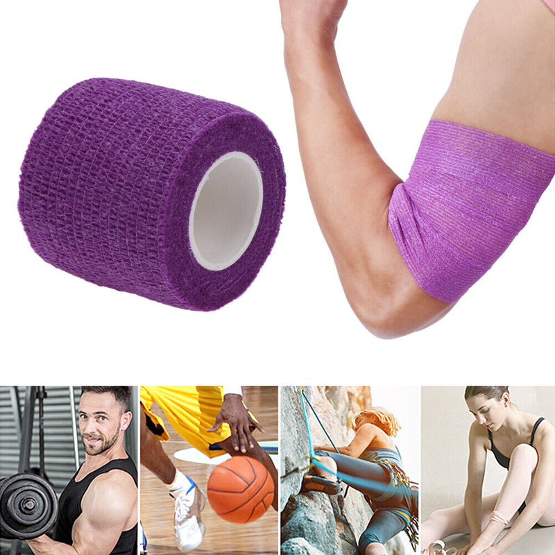 Sport Bandage Self Adherent Wrap Grip Roll Knee Protector (Purple)