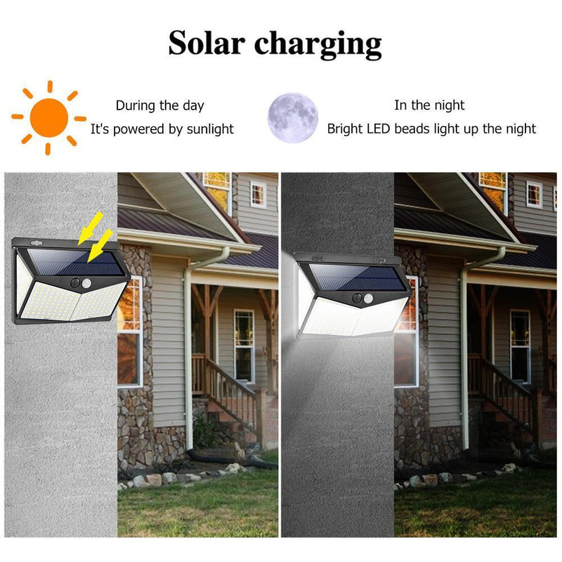 2pcs 208LED Solar Power PIR Motion Sensor Wall Light Outdoor Garden Lamp Newly