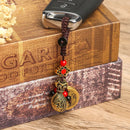 Emperors Coins Lucky Wealth Pendant Keyring Money Bag Keychain Brass Chinese