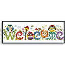 Owl Welcome Sign 14CT Counted Embroidery DIY Cotton Thread Partial Cross Stitch