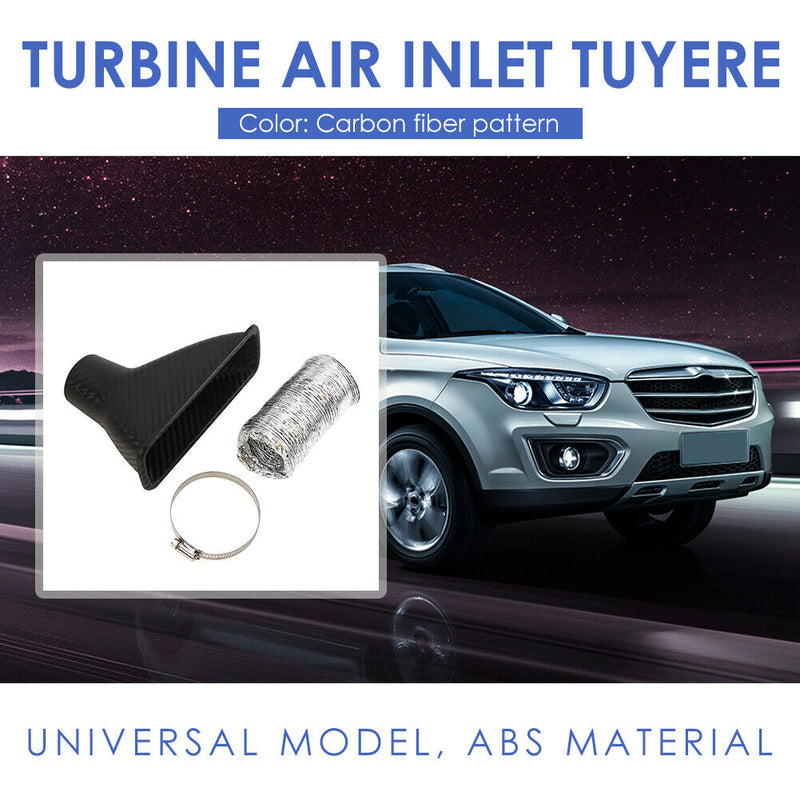 Carbon Fiber Look Car Auto Front Bumper Turbo Air Intake Pipe Air Funnel Kit