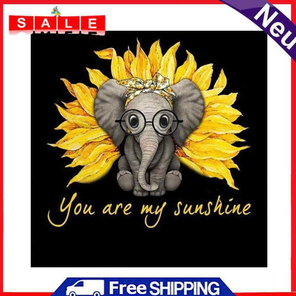 5D Rhinestone DIY Sunflower Elephant Full Round Drill Diamond Painting Craft Kit