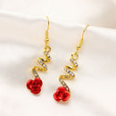 Style Diamond-Studded Pendants Rose Dangle Earrings Drop Earrings Women Jewelry