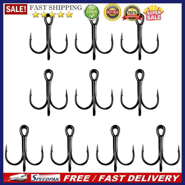 10pcs Fishing Triple Hook High Carbon Steel Sharp Barbed Fishhook Fishing Tac