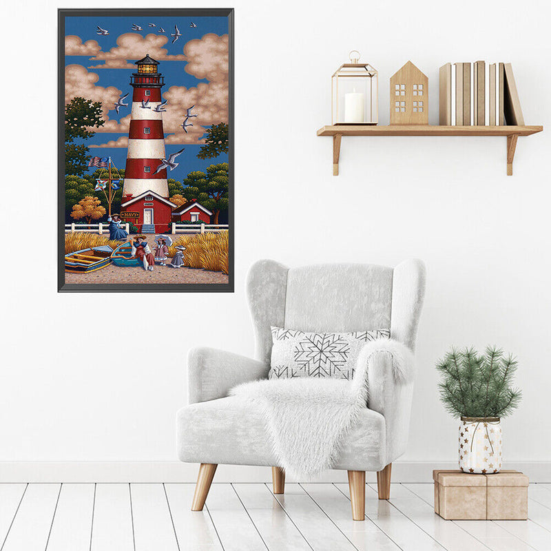 Lighthouse Oil Paint By Numbers Kits DIY Hand Painted Picture for Adults Child