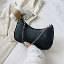Retro Women PU Solid Color Shoulder Bag Casual Ladies Chain Small Underarm Bags