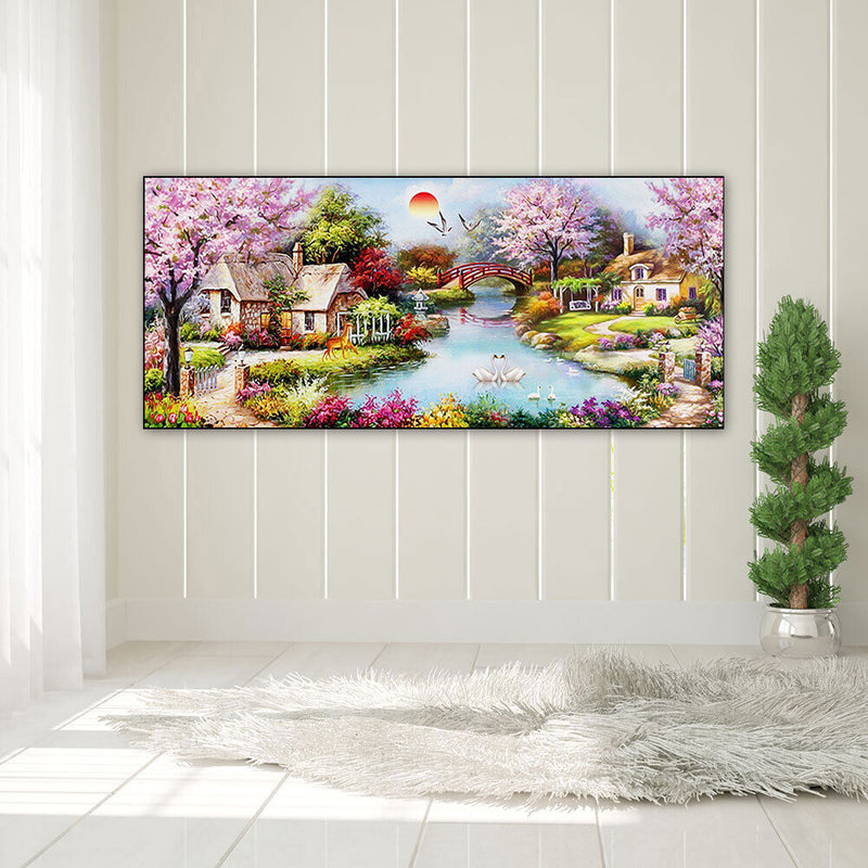 Hut by Lake Oil Paint By Numbers Kits Canvas Wall Art DIY Gift for Adults Child