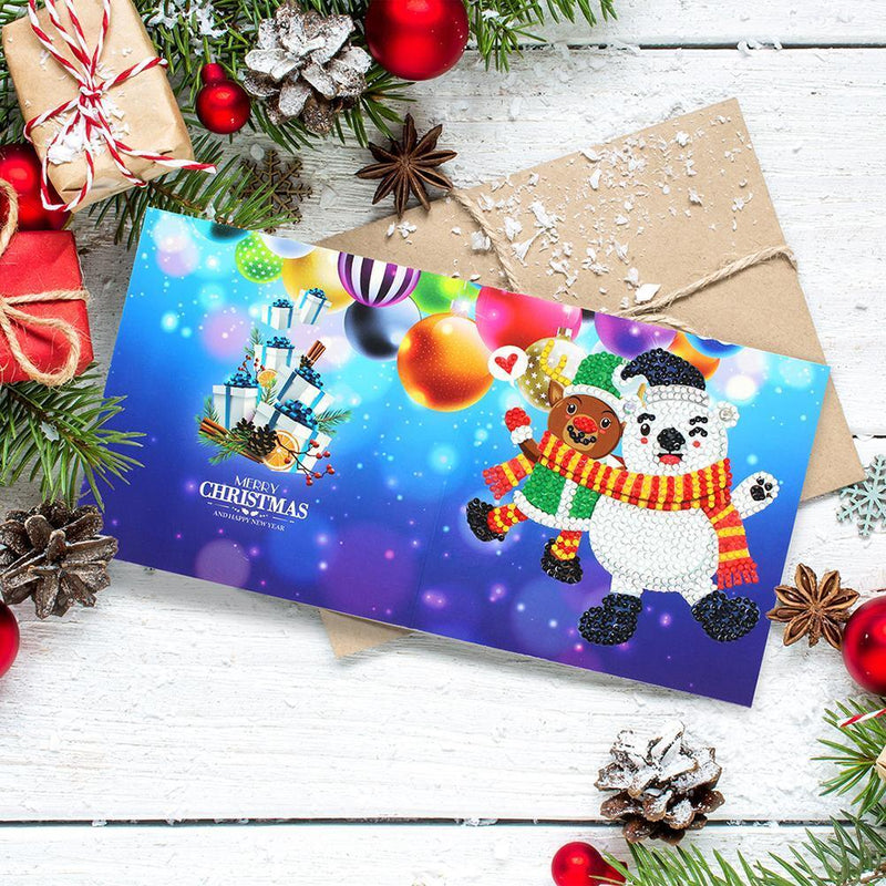 8pcs 5D DIY Partial Special Diamond Painting Xmas Greeting Cards Birthday Gifts