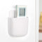 Wall Storage Box Phone Plug Holder Rack Desktop Organizer Stand (White) Newly