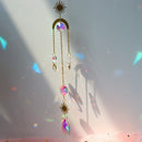 Metallic Hoop Moon Sun Crystal Pendant Wind Chime Hanging Drop Garden Decoration