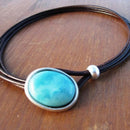 Retro Leather Turquoises Necklace Ethnic Boho Women Beach Statement Choker