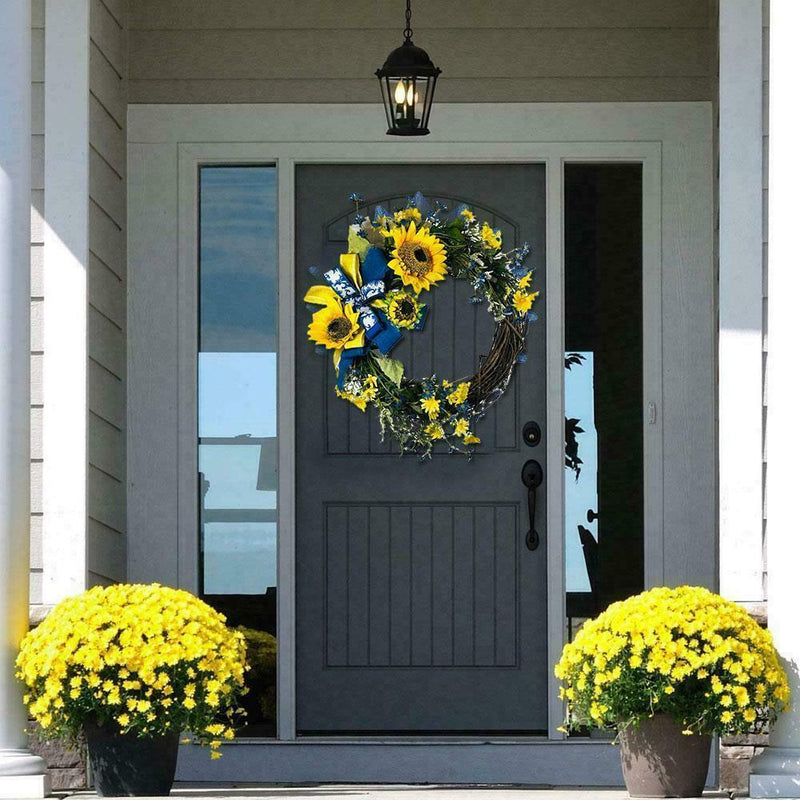 Ukrainian Sunflower Wreath Artificial Flowers Wreaths Front Spring Garland S8M5