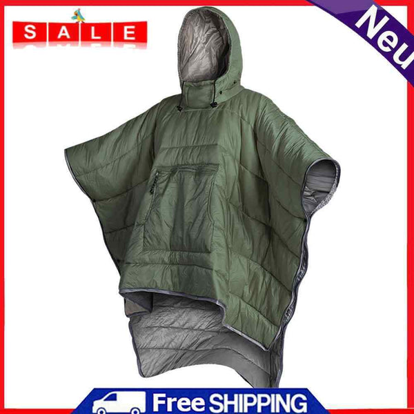Fashion Winter Warm Ponchos Cape Solid Color Sleeping Bag Outdoor Wearable Cloak