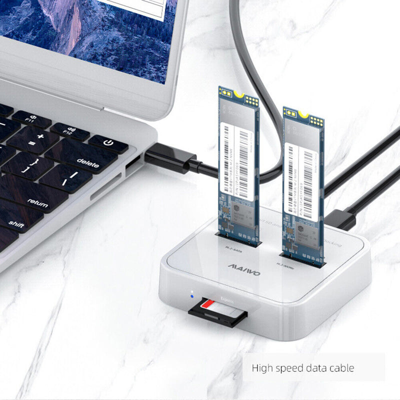 MAIWO K3016SD M.2 SSD Dock Dual Bay SATA/NVMe SD Card Reader Station (US)