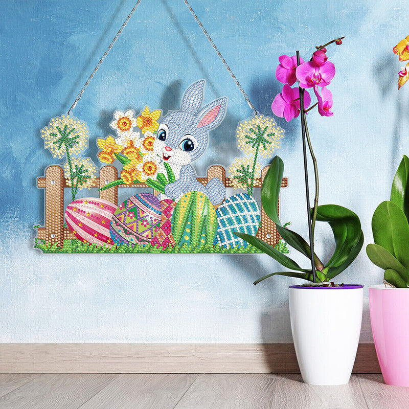 DIY Easter Bunny Hanging Ornaments Rhinestone Drill Pendant Party Decorations