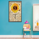 5D Diamond Painting Kit Sunflower Letters Full Round Drill Rhinestone DIY Wall