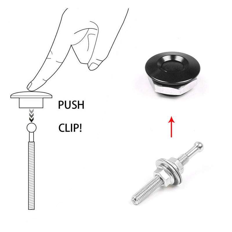 1.25" Push Button Quick Release Hood Bonnet Pins Lock Clip Car Bumper Latch Kit