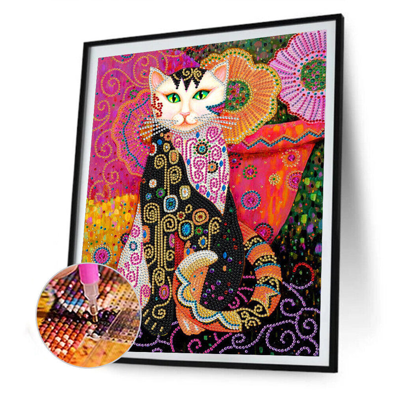 5D Diamond Painting Kit Cat Partial Special Shape Drill DIY Craft Mosaic Picture