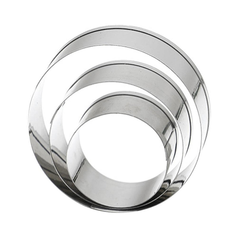 3pcs Stainless Steel Round Cake Mold Kitchen Fondant Cookie Decorating Tool