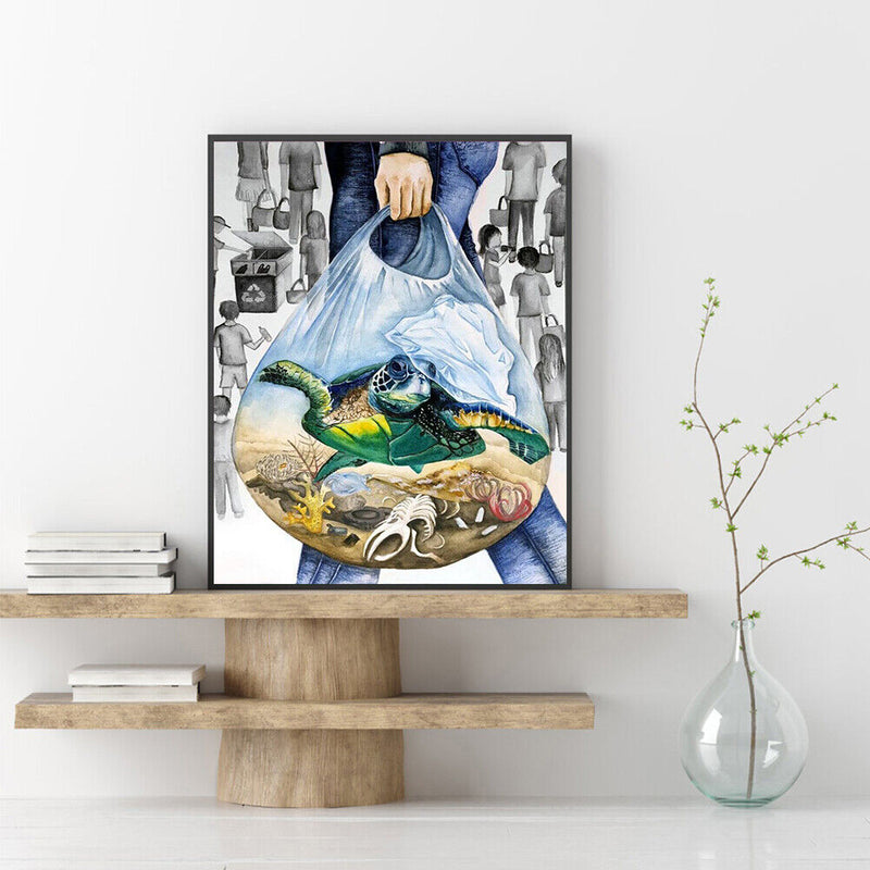 Frameless Sea Turtles Oil Paint By Numbers DIY Kit Handmade Drawing On Canvas