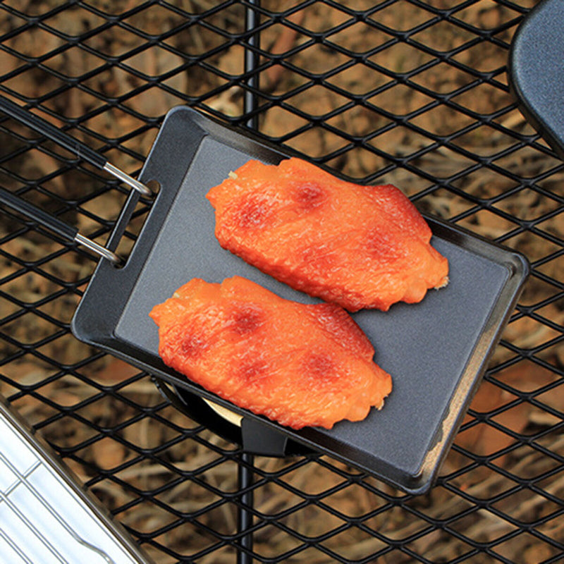 Non-Stick BBQ Plate - Extra Small Square Grill Portable Iron Frying Pan