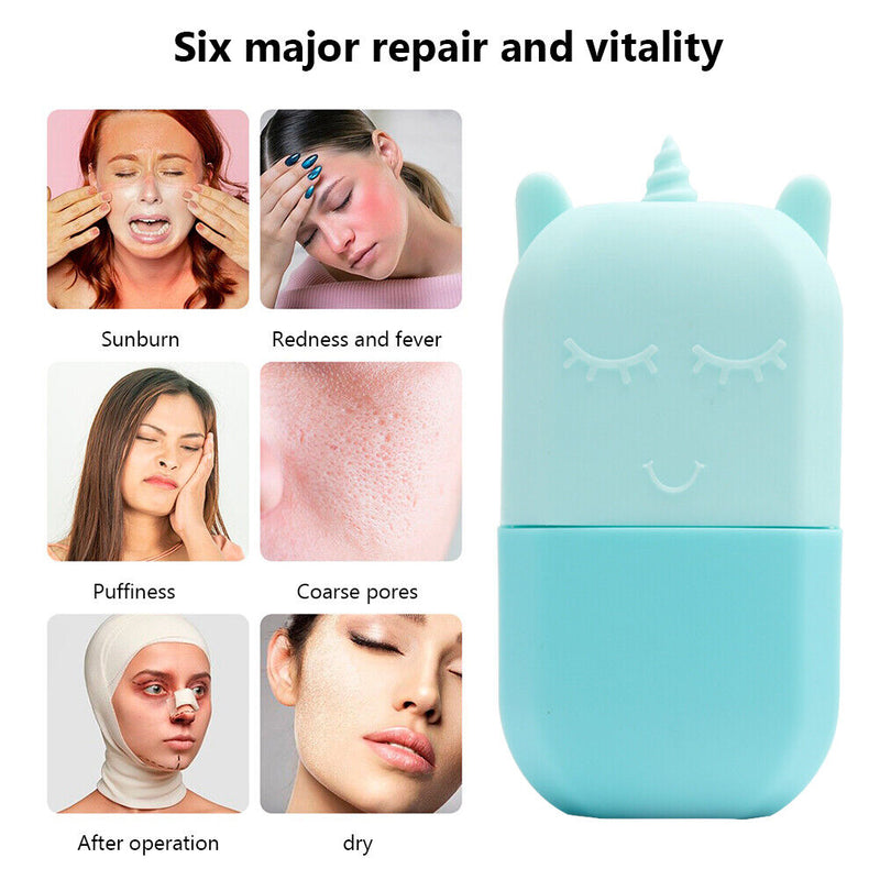 Skin Care Beauty Tool Silicone Ice Cube Massager Face Roller Mold (Blue) Newly