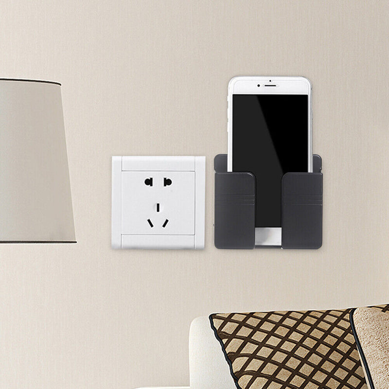 Wall Mounted Mobile Phone Charging Organizer Storage Box Stand Rack (Black)