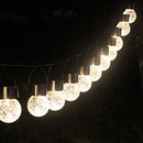 LED Solar Lamp Cracked Glass Ball Hanging Light Waterproof Garden Decor (B)