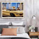 Hand Painted Drawing DIY Art Canvas Oil Kit Paint By Numbers Girl Driving Decor