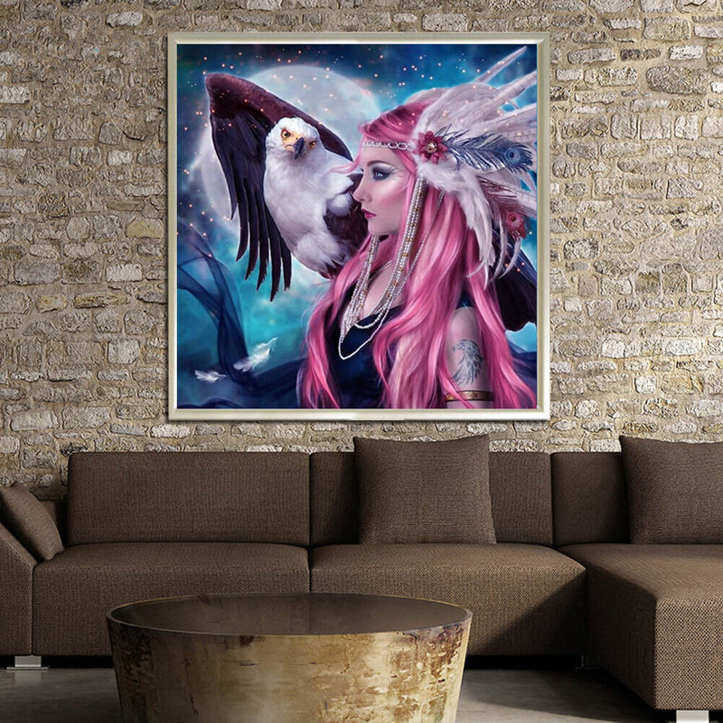5D Eagle Beauty Diamond Embroidery Painting DIY Kit Round Rhinestone Cross Stitch K