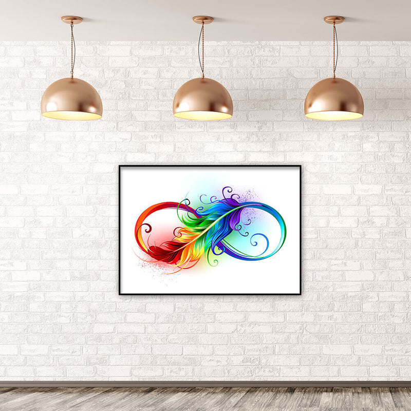 DIY Hand Painted Paint By Numbers Oil Canvas Pictures Colorful Feather Kits