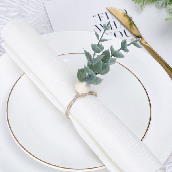 Eucalyptus Napkin Rings Handmade Wooden Beads Napkin Holders Faux Greenery
