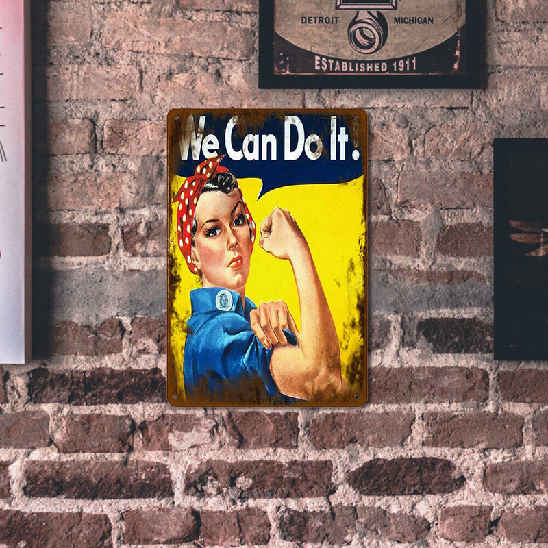 Wall Mounted Fitness Girl Metal Signs Retro Pub Bar Door Hanging Rectangle Sheet