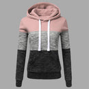 Stitching Women Long Sleeve Hit Color Autumn Leisure Hoodies (Pink 2XL)