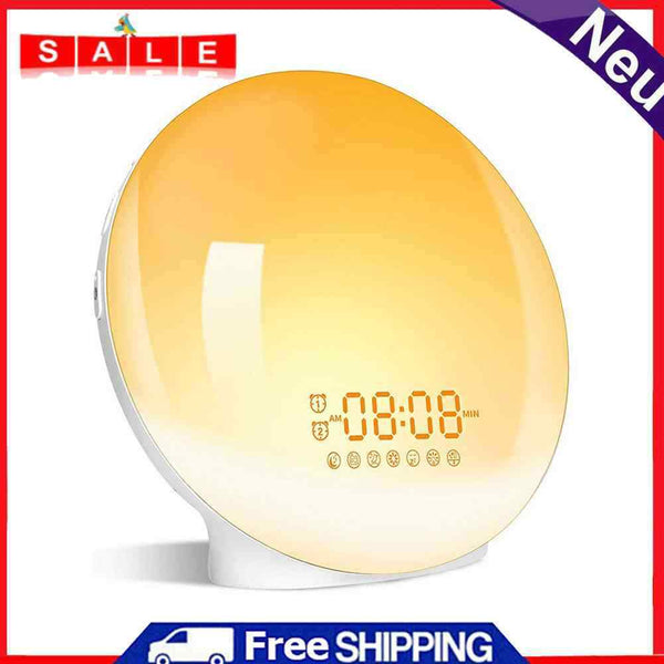 Digital Alarm Clock Sunrise Sunset For Snooze Sleeping 7 Sounds Colorful