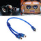 1pc 30cm 2 RCA Female to 1 RCA Male Splitter Cable for Car Audio System Newly
