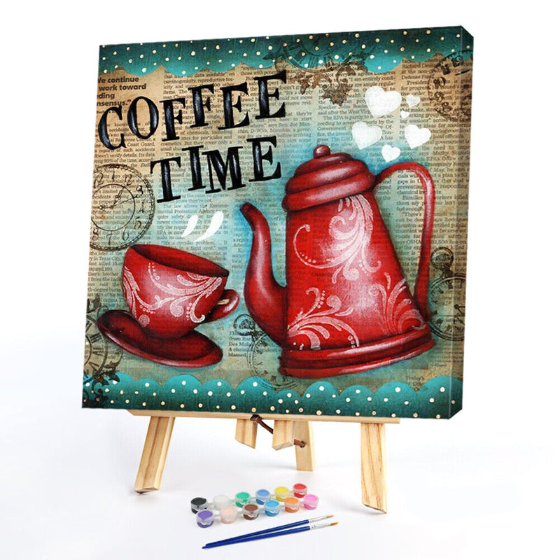 DIY Coffee Time Oil Paint by Numbers Acrylic Drawing Kit Coloring Picture G