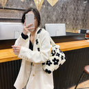 Female Fluffy Fashion Hit Color Shoulder Bag Mini Mobile Phone Crossbody Bag