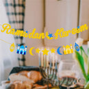 Moon Ramadan Kareem Banners Glitter Pull Flag Eid Mubarak Paper Hanging Flags
