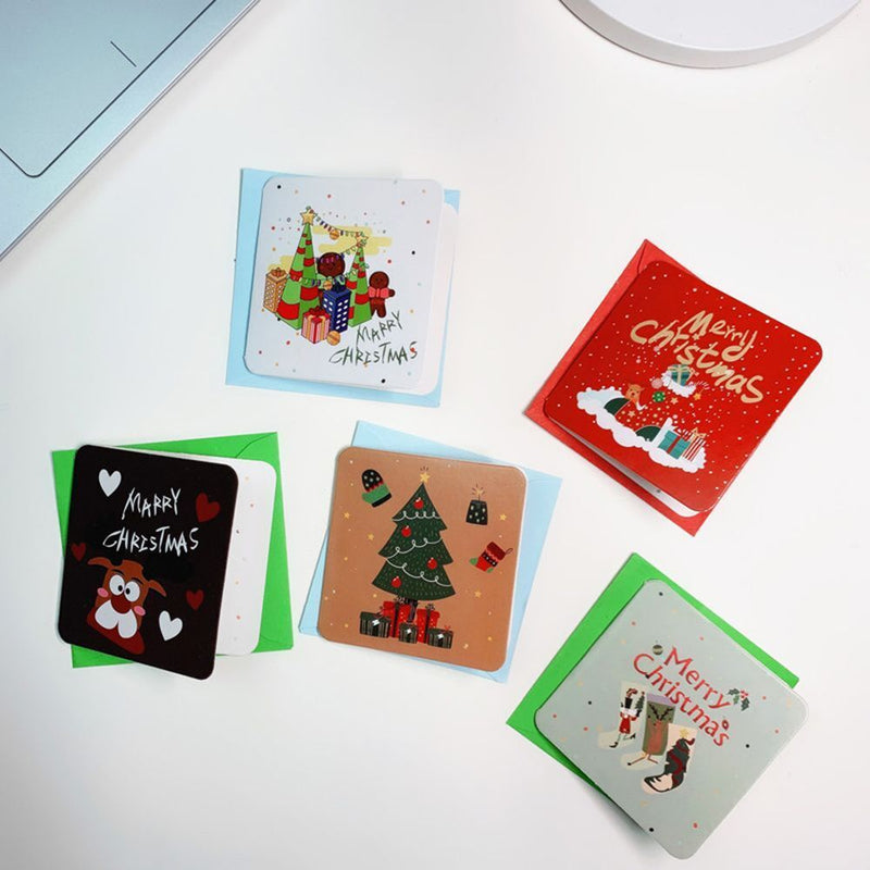 With Envelope Mini Greeting Cards Merry Christmas Postcard Xmas Patterns