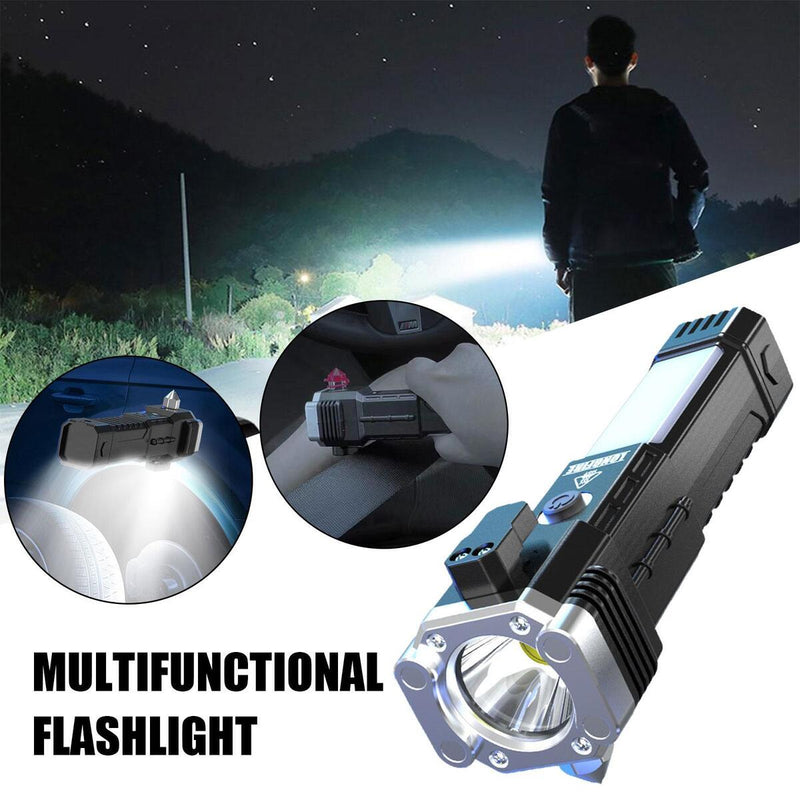 Super Bright LED Torch With Safety Hammer Magnet Side Light Camping Flashlight`