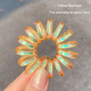 Telephone Wire Elastic Hairbands Women Ponytail Holder Hair Ties (Yellow)