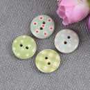 100pcs Mixed Printing Wooden Buttons Colorful Painted Button for DIY Clothing