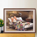 5D DIY Diamond Drawing Elderly Couple Resting Kits Full Square Drill Wall Decor