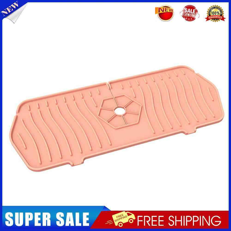 Kitchen Faucet Mat Silicone Sink Splash Guard Counter Draining Pad (Pink)